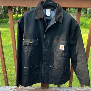 VINTAGE Carhartt Black Michigan Chore Coat MADE IN THE USA 🇺🇸